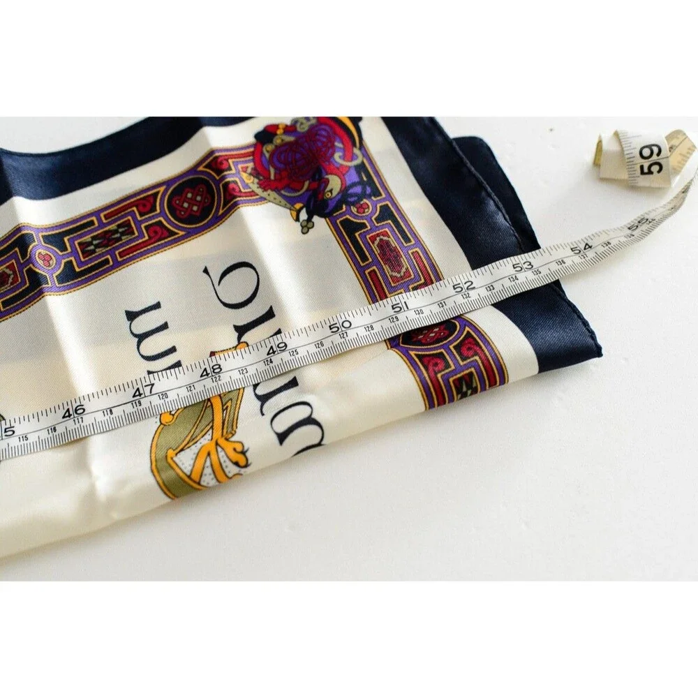 Book of Kells Scarf Celtic Art Irish Navy Border 54 x 12 Colorful Silky neck